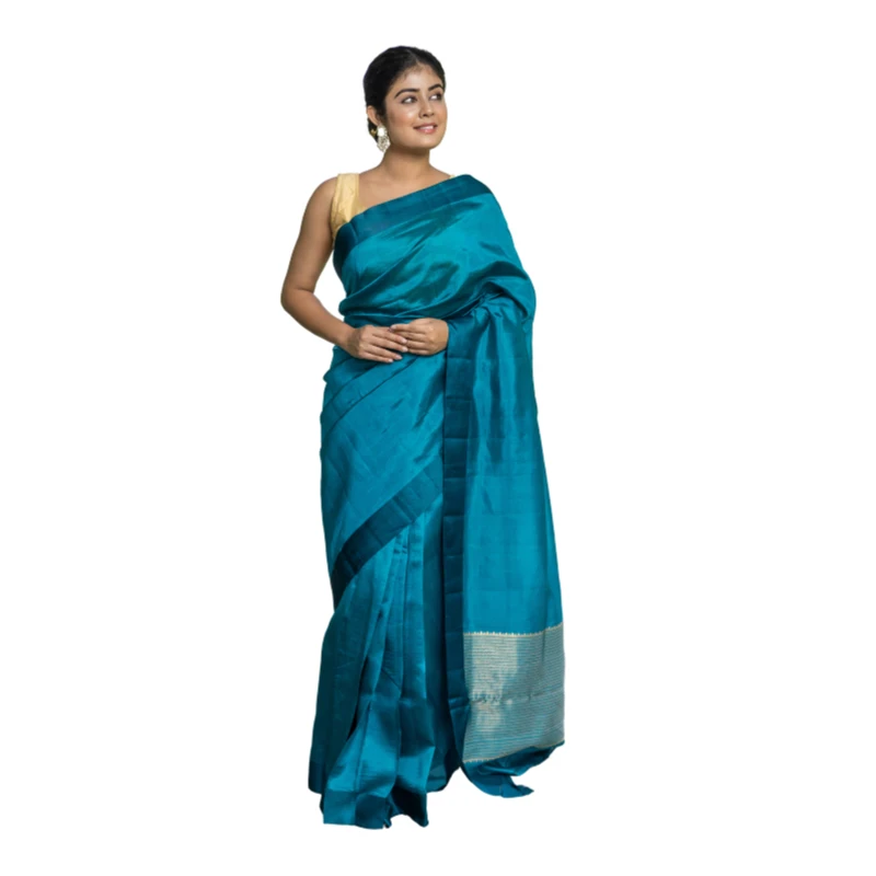 Charcoal Grey Printed and Nakshi Kantha Embroidered Silk Saree