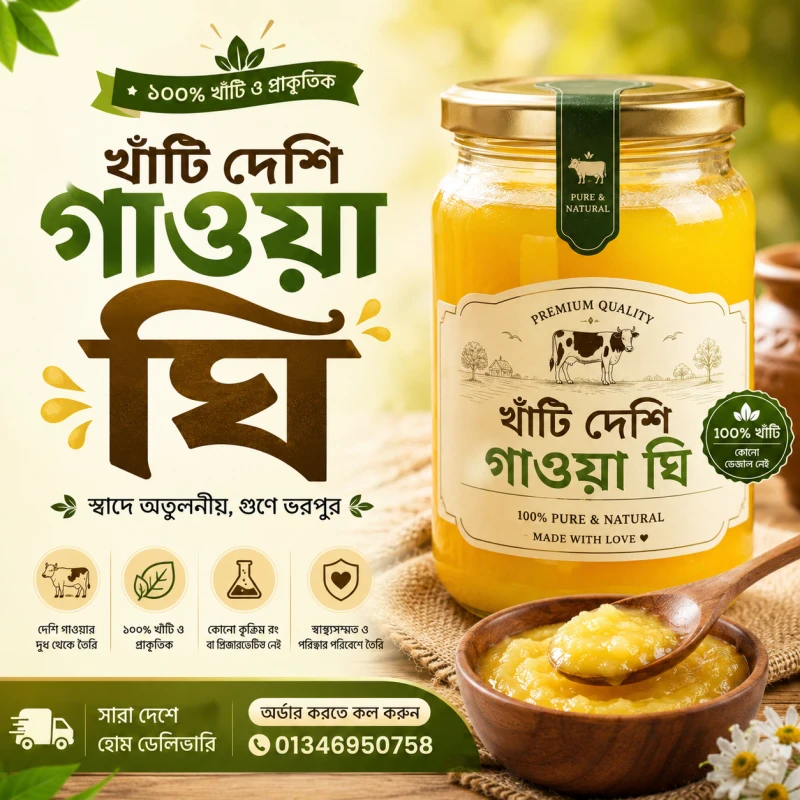 NAI Company খাঁটি দেশি গাওয়া ঘি 1KG – স্বাদে অতুলনীয়, গুণে ভরপুর