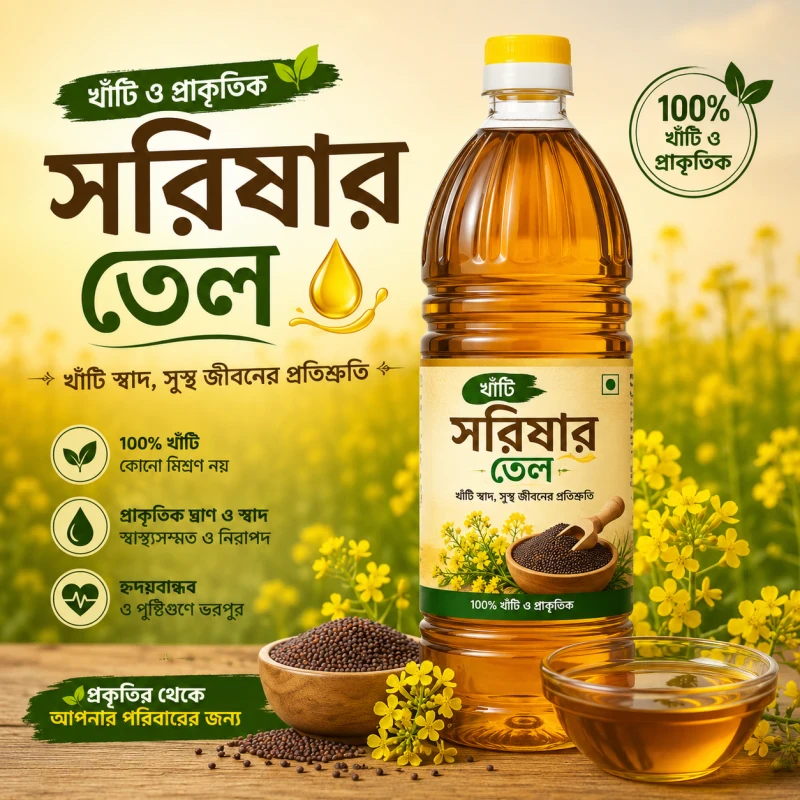 খাঁটি ঘানিভাঙা সরিষার তেল 1 ltr