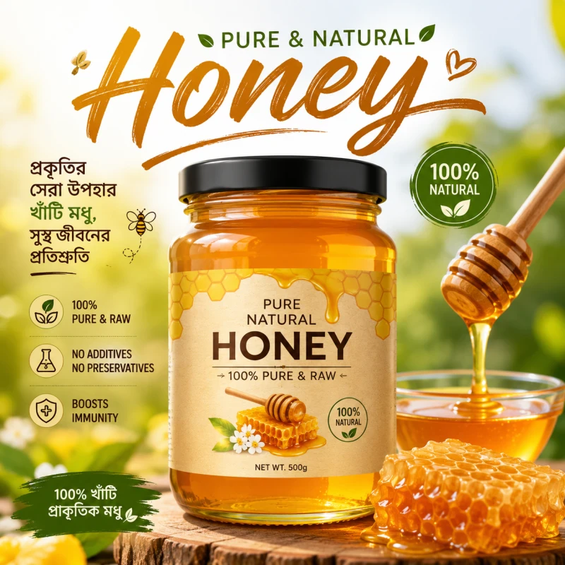১০০% খাঁটি প্রাকৃতিক মধু 1KG | সরাসরি মৌচাক থেকে সংগ্রহিত